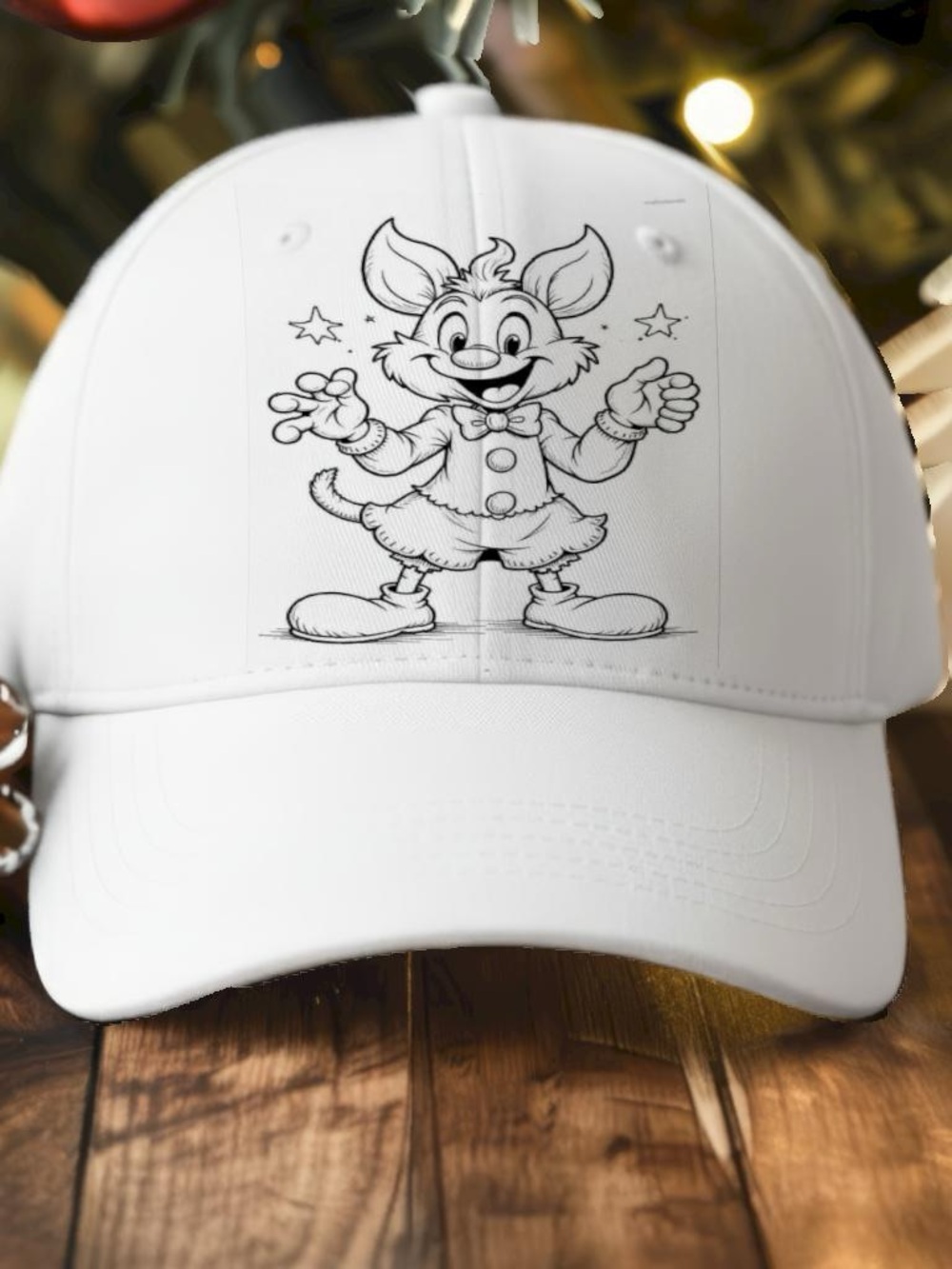 White Kids Cartoon Character Baseball Cap